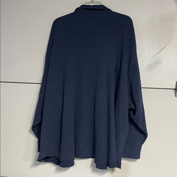 AMERICAN EAGLE WOMENS NAVY BLUE LUMBERJANE BUTTON DOWN SHIRT SHACKET WAFFLE XXL - Picture 5 of 5